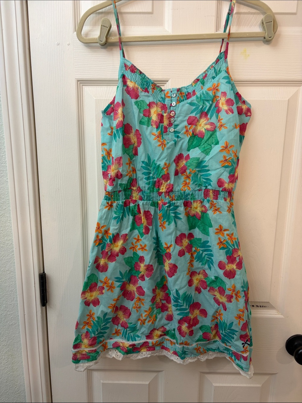 Tommy Hilfiger Turquoise Floral Spaghetti-Strap Dress NWOT